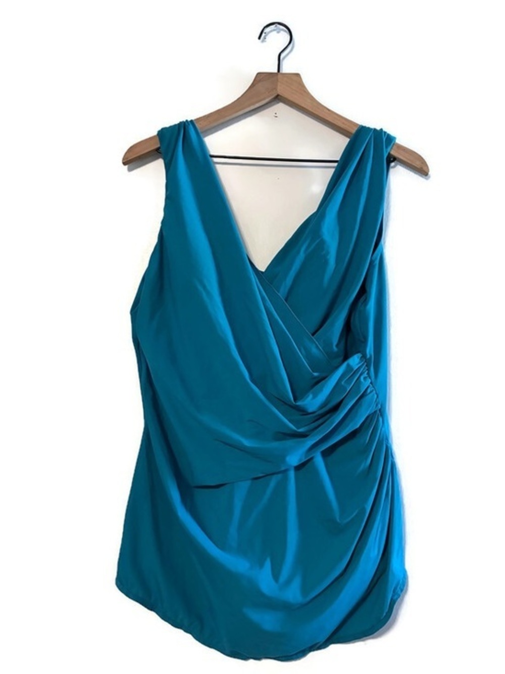 Lands’ End Turquoise Blue SlenderSuit Swim Dress Skirted One Piece plus size 18P
